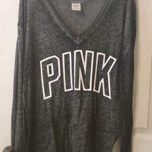 Victoria's Secret PINK Charcoal V-Neck Tee